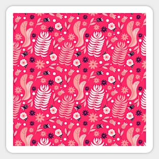 Floral Navy Pink Pattern Sticker